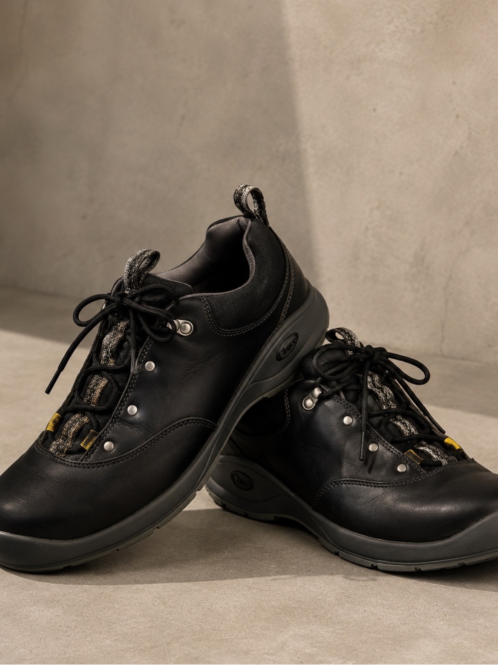 Chaco Mens Black Leather Work Shoes Safety Toe Comfort  Size 9.5 EU 42.5